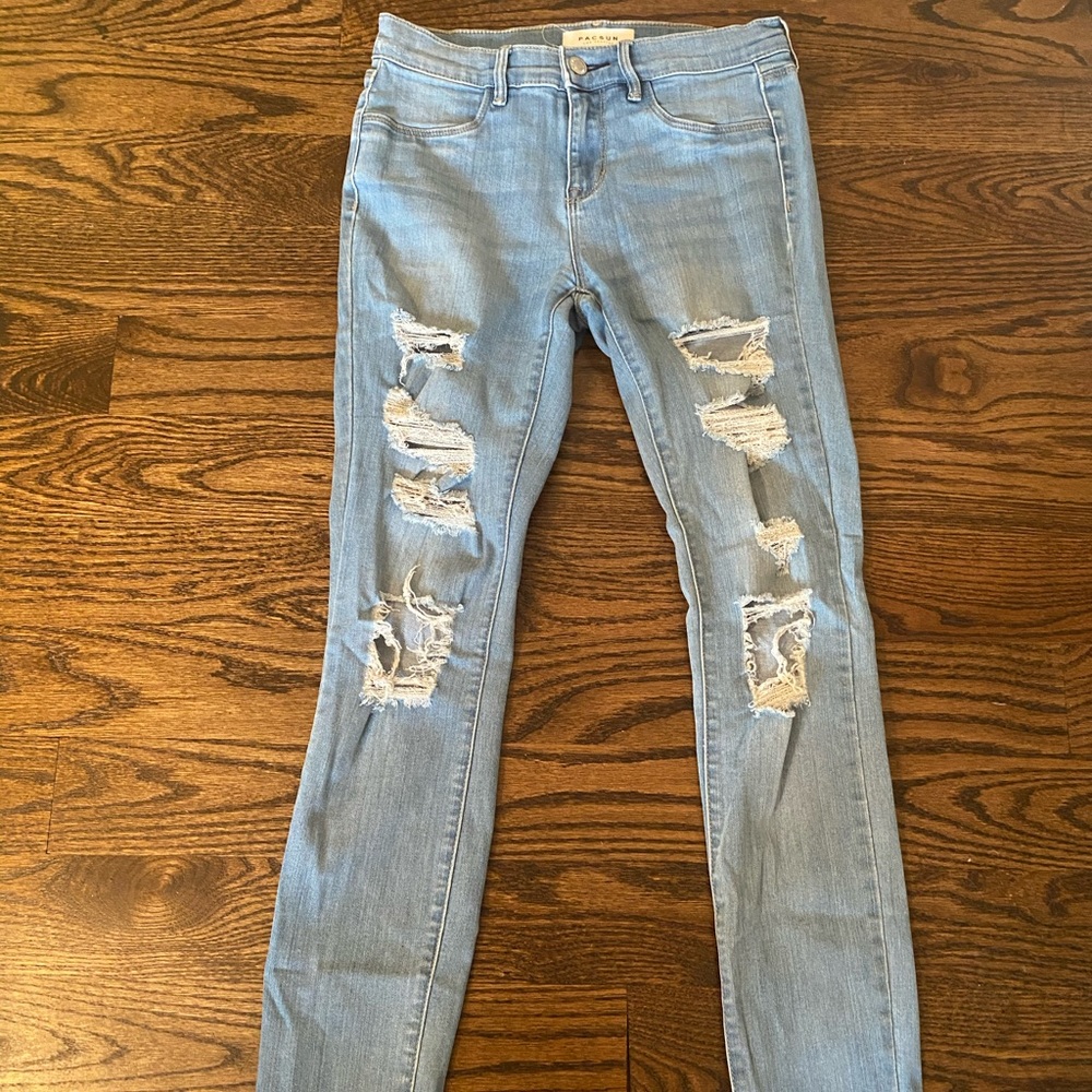 Pacsun Light Wash Distressed Skinny Jeans